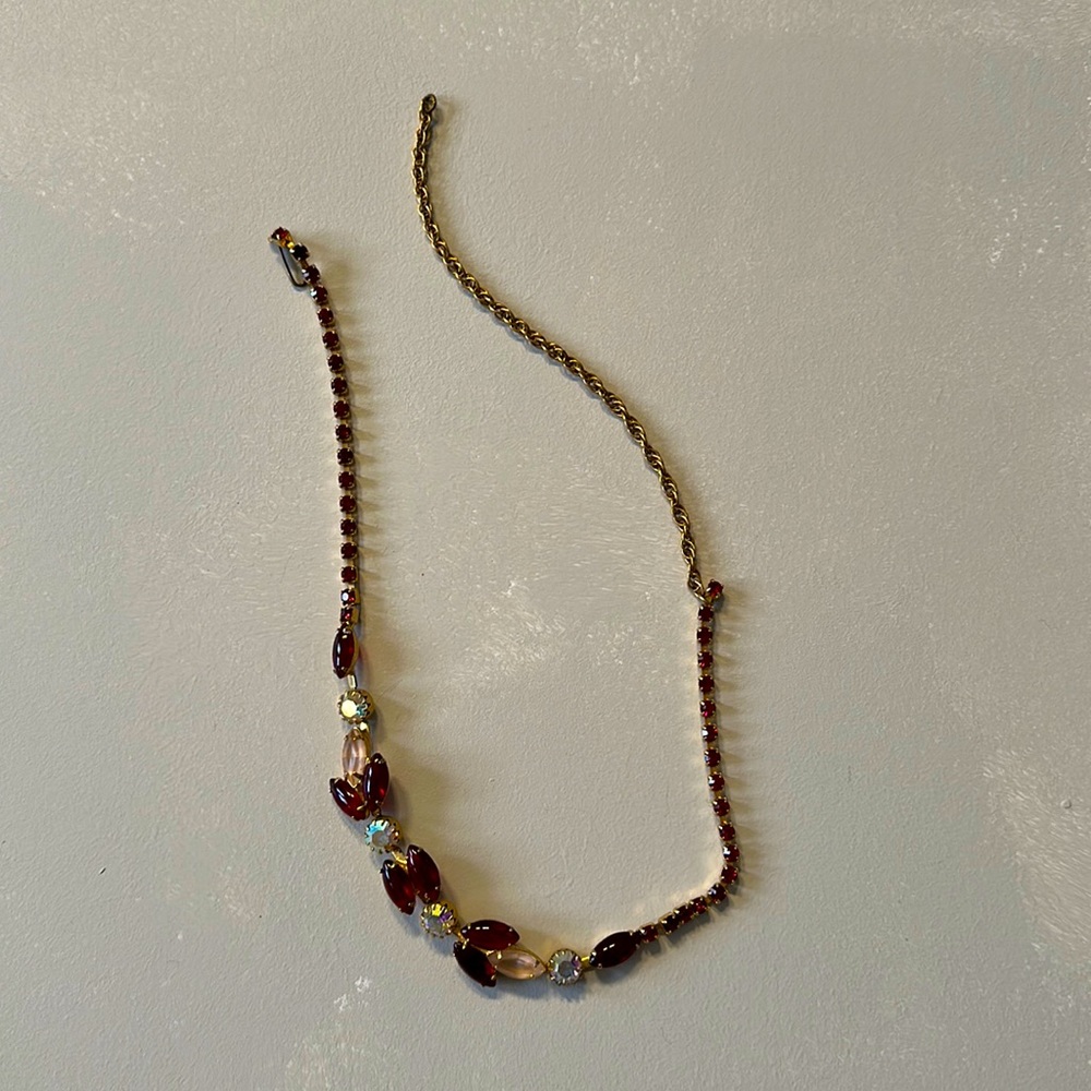Vintage Deep Ruby and Diamond Necklace / Hair Accessory